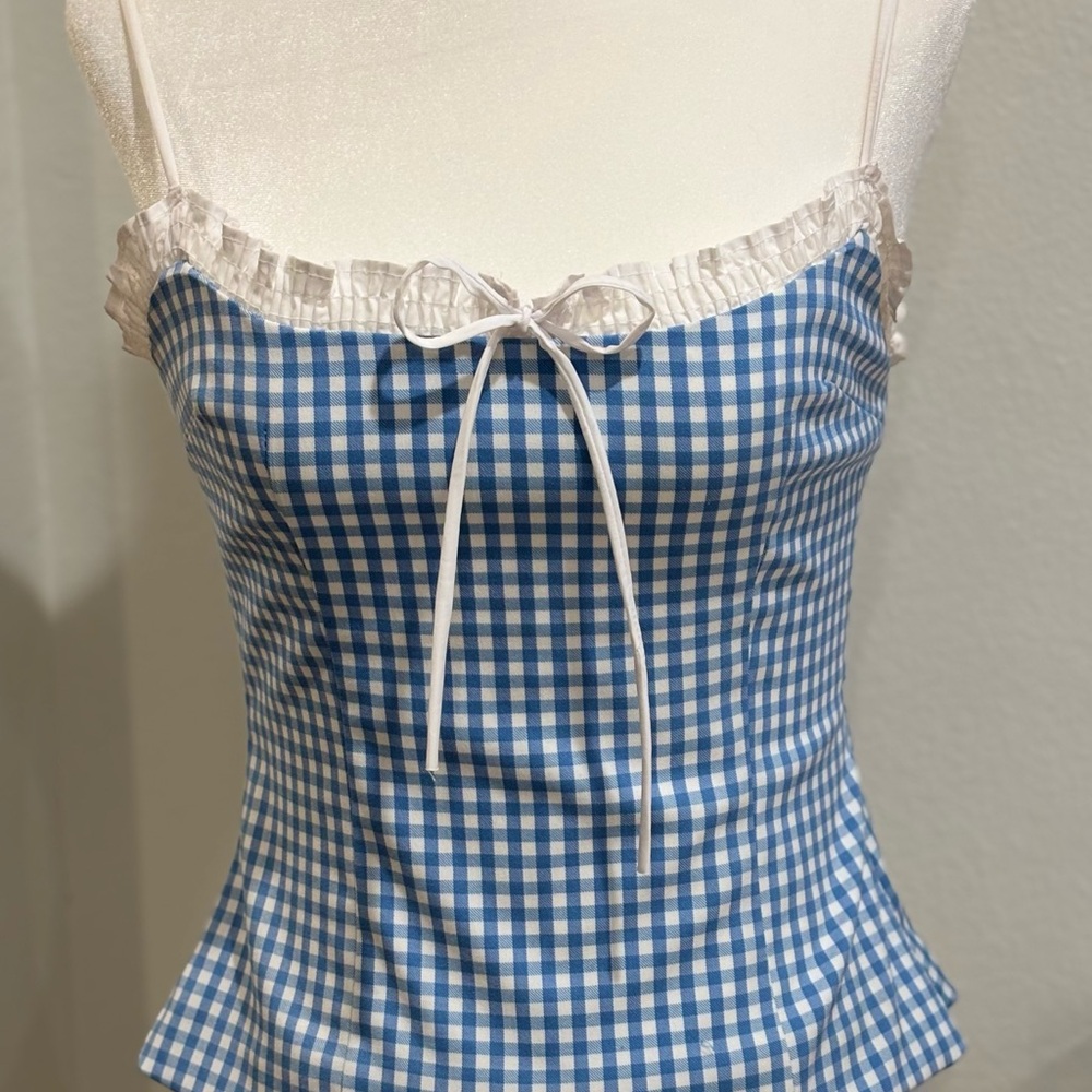 Zara Blue and White Checkered Camisole